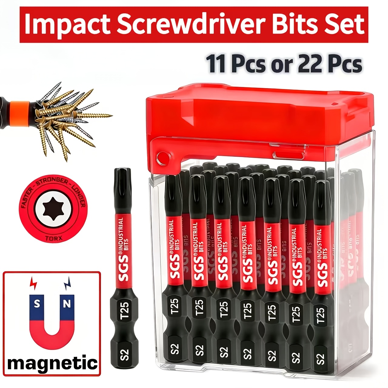 Woodworking Asmr - 11/22-delige set magnetische Torx-schroefbitjes T25, 50