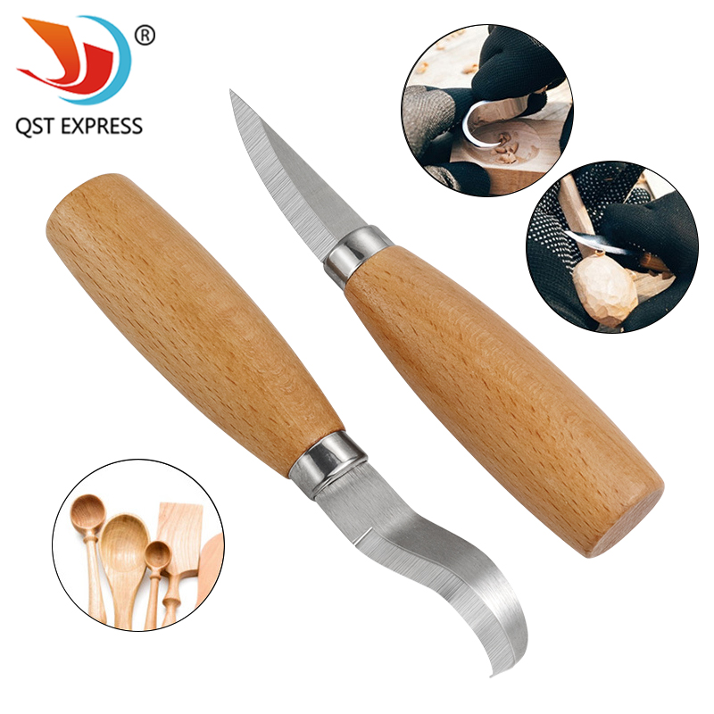 Woodworking Basics - Roestvrij ijzeren vleesmes Beukenhouten handvat Gebogen