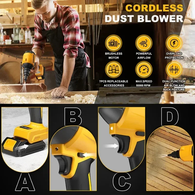 Draadloze luchtblazer, stofver - Woodworking Asmr recensie en prijs