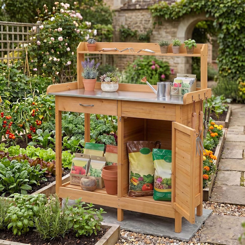 Buitenwerktafel voor planten,  - Woodworking Workbench recensie en prijs