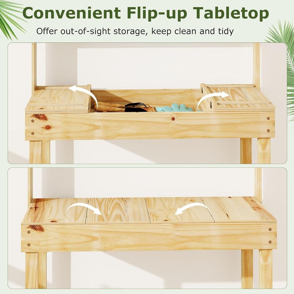 Potting Bench-tafel, 60” houte - Woodworking Workbench recensie en prijs